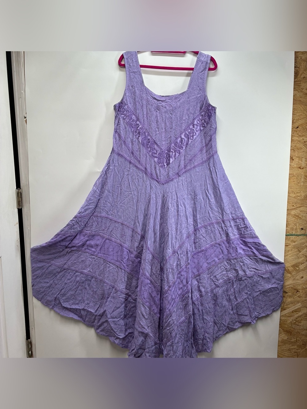 New Holy Clothing XL 1X Purple Embroidered Maxi Dress Renaissance Handkerchief